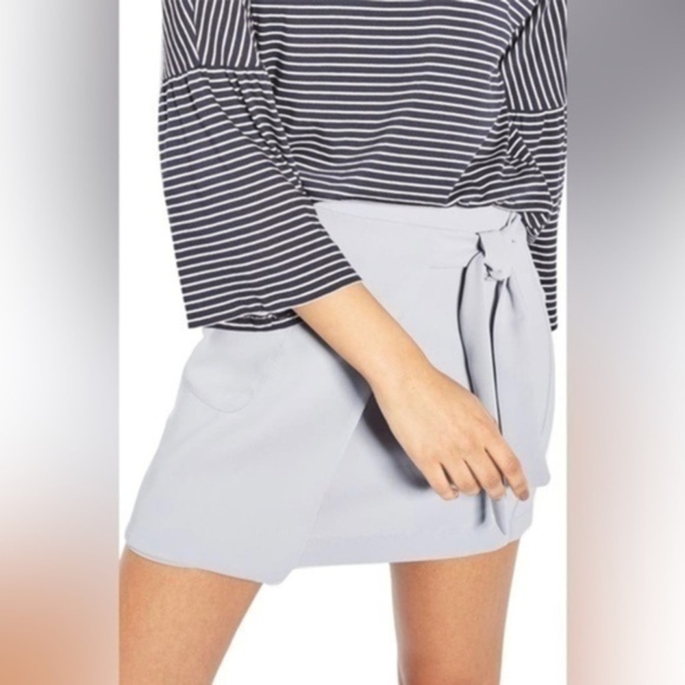 NWOT Topshop Women’s US 6 Gray Wrap Front Mini Skirt UK 10 S Pockets A-Line